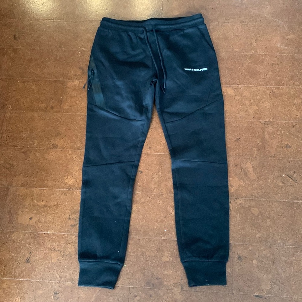 Mens Pink + Dolphin black jogger pant